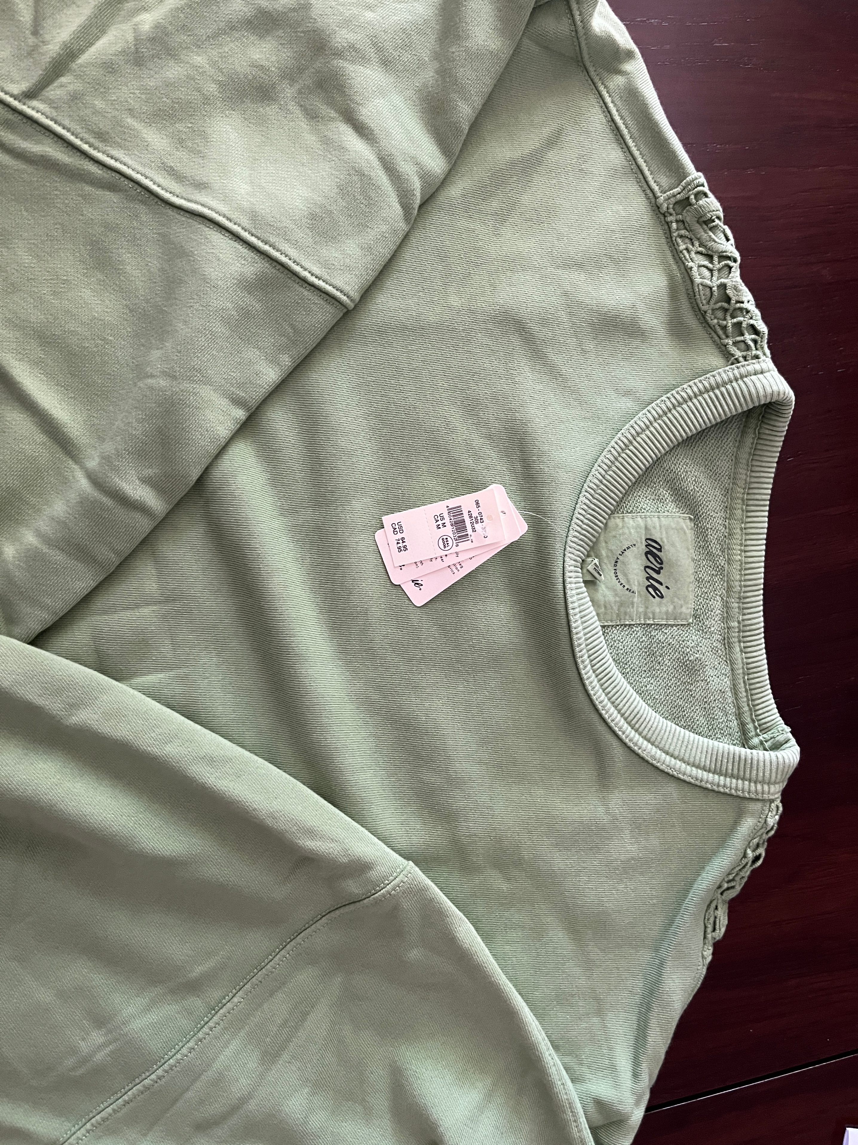 Aerie Green Lace Detail Sweatshirt - photo 3