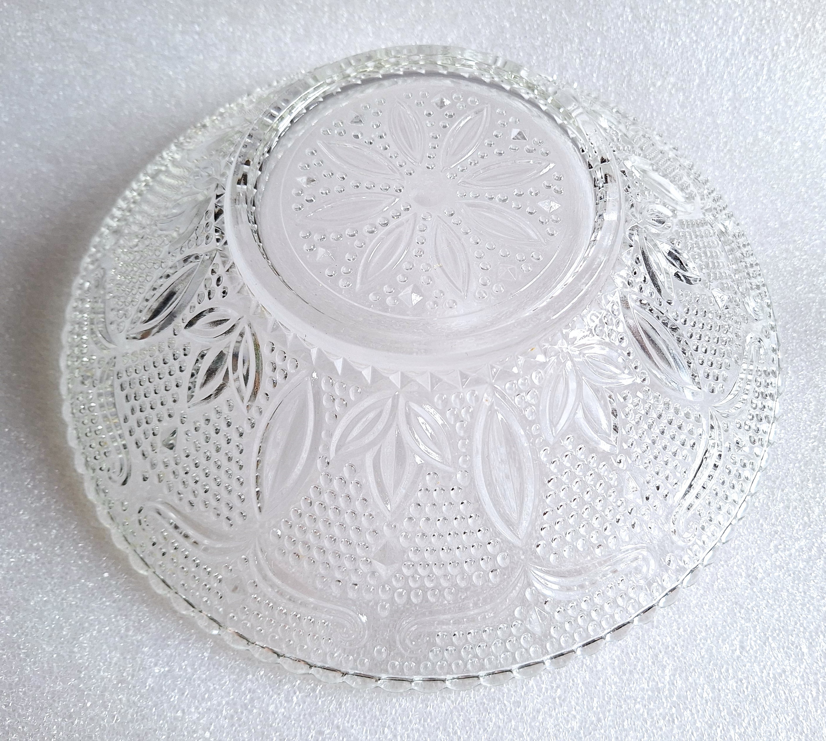 Clear Glass Embossed Fruit Bowl - photo 4