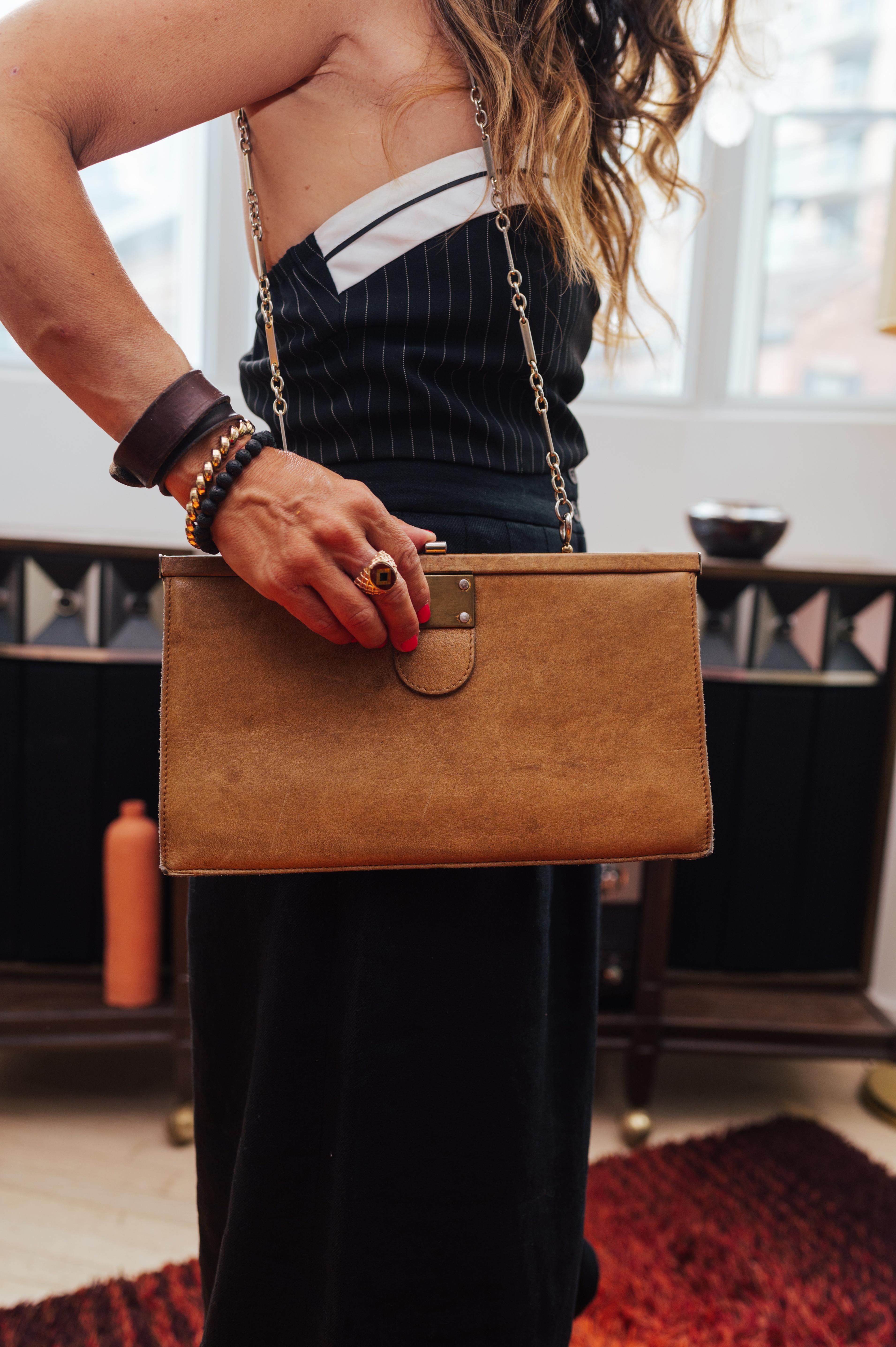 Paris Leather Clutch with Chain Strap - photo 2