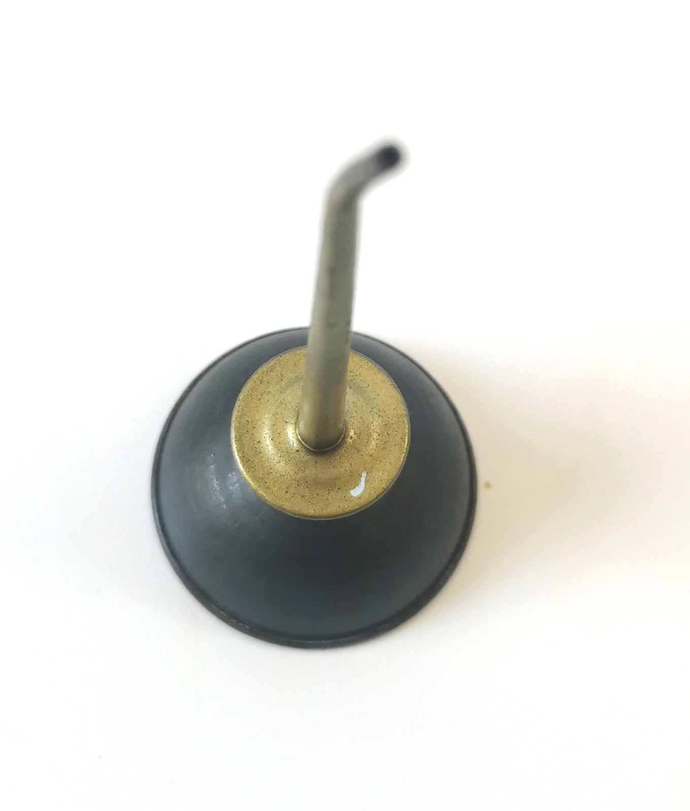 Circa 1940s Miniature Thumb Press Oil Can - 5 1/4" Steel & Brass