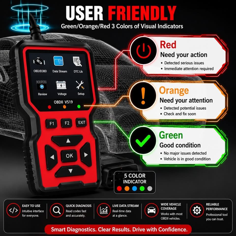 OBDII V519 Car Diagnostic Scanner Code Reader - photo 4