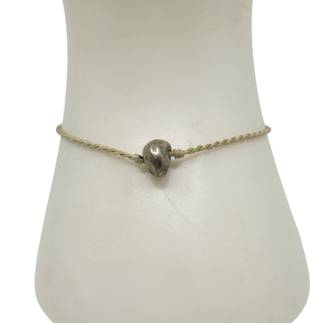 Hand Made silver tone pebble slide cord bracelet - GM331 - photo 3