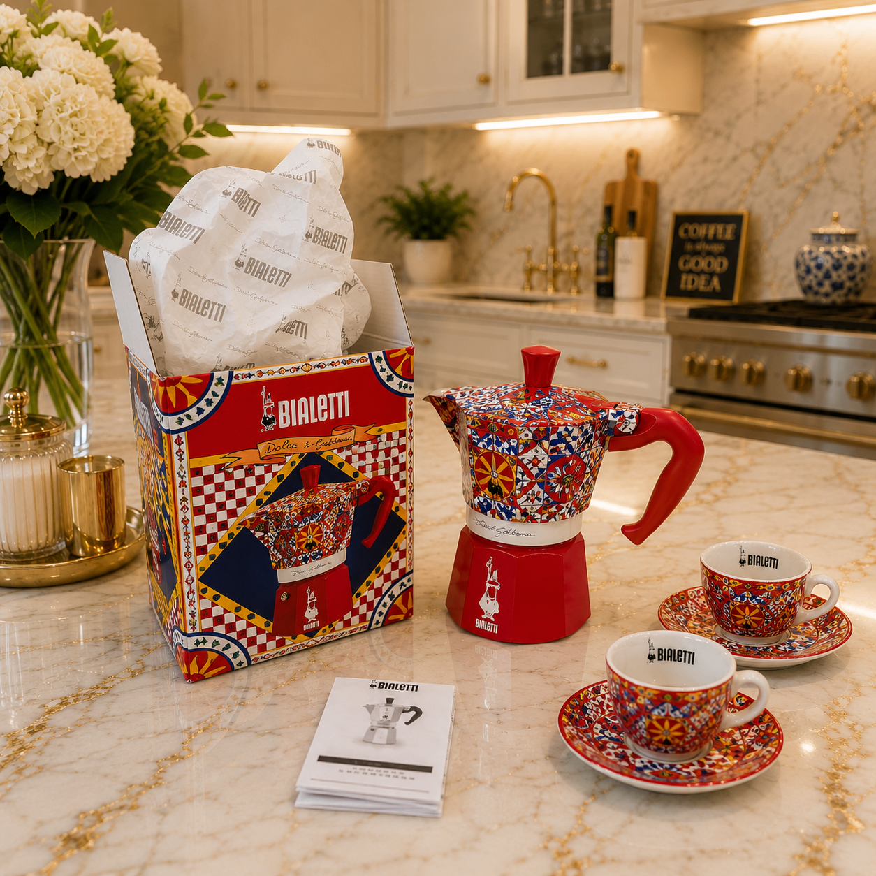 Store Price $185-SEALED BRAND NEW Dolce & Gabbana 3 Cup MoKa