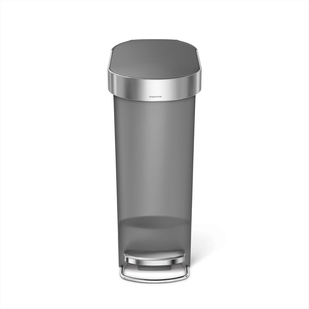 simplehuman 40L Slim  10.6 Gallon Slim Kitchen, Grey Plastic