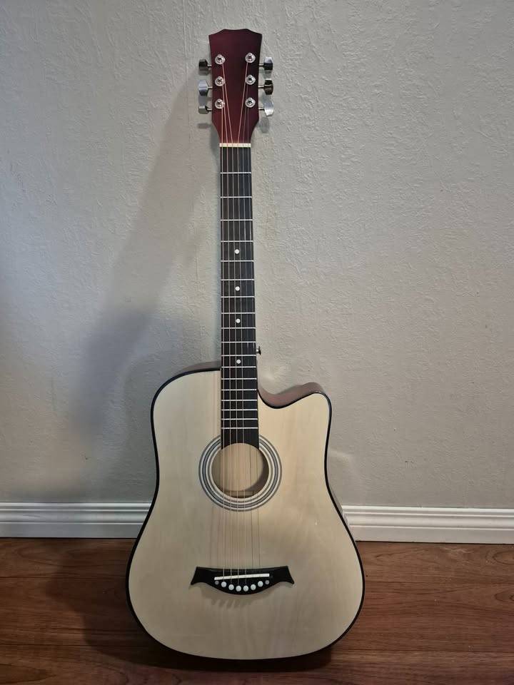 38-Inch Cutaway Acoustic Guitar – Natural Wood Beginner Guitar - photo 5