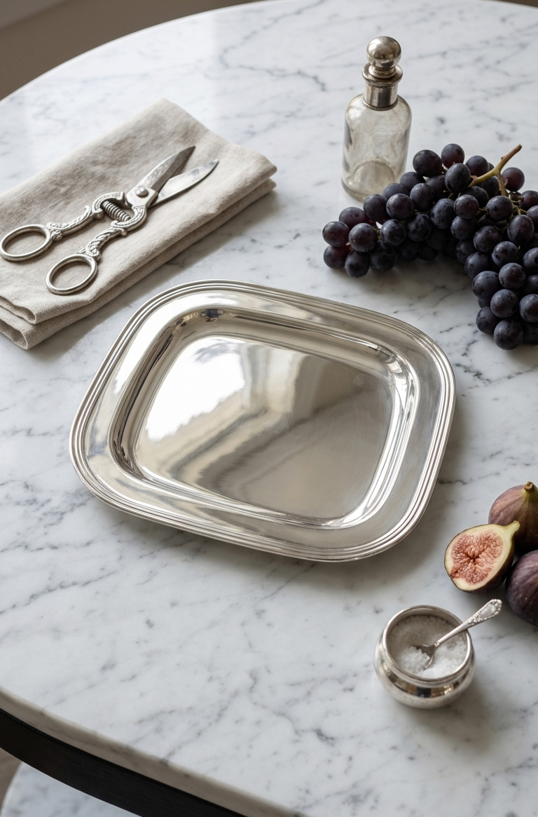 Vintage Silver-Plated Square Serving Platter