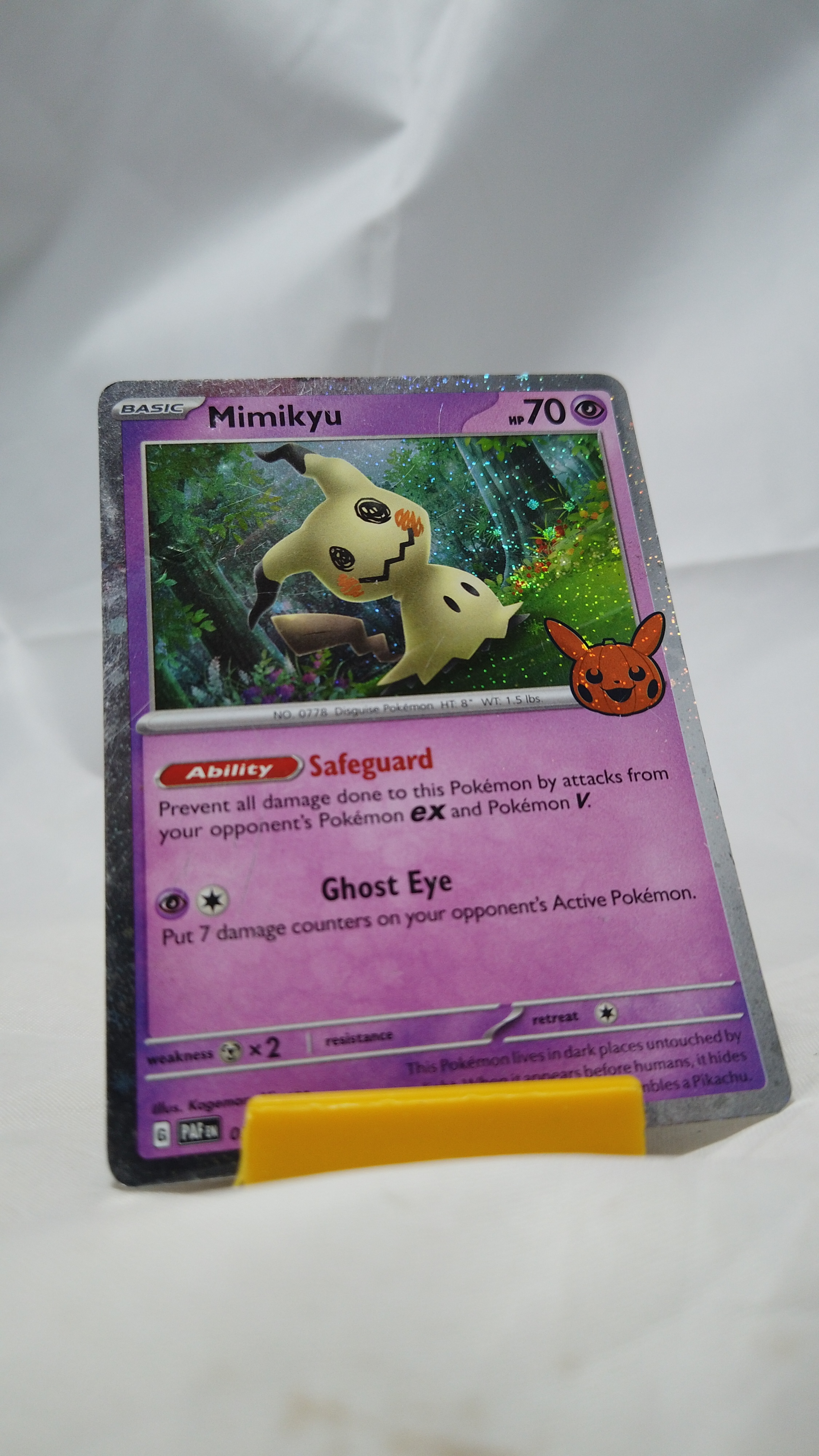 Pokemon Mimikyu 37/91 Paldean Fates Tick or Trade Card Rare Holo
