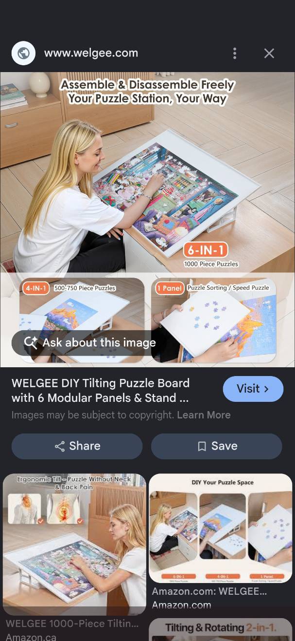 WELGEE 6-in-1 Tilting Puzzle Board