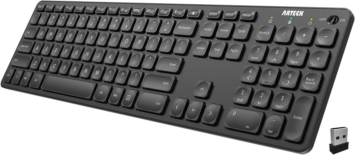 Arteck HW305-3 Wireless Full-Size Keyboard with Numeric Keypad