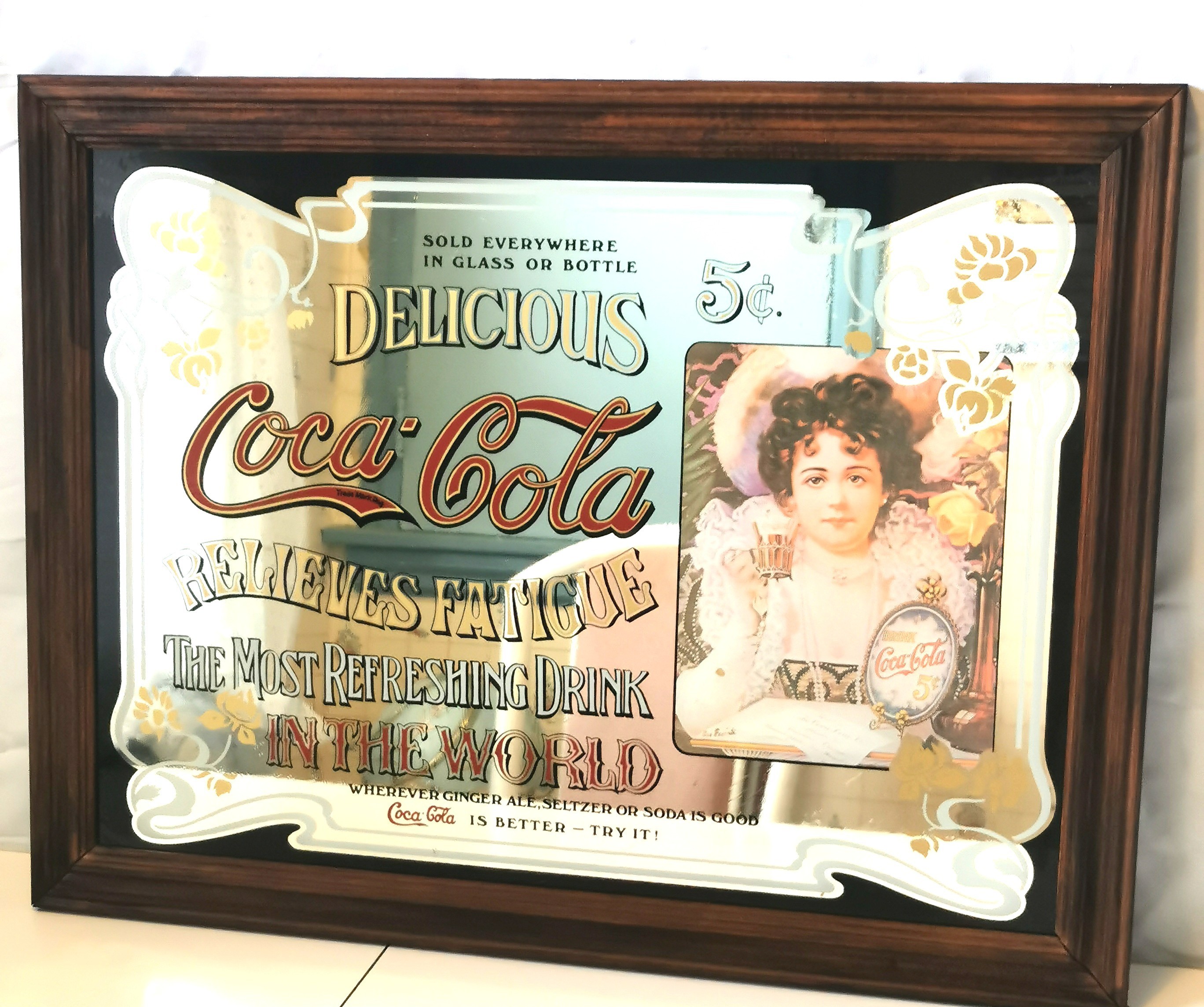 1970s Coca-Cola Mirror by Stamford Art Mfg – 24.75" x 18.75"