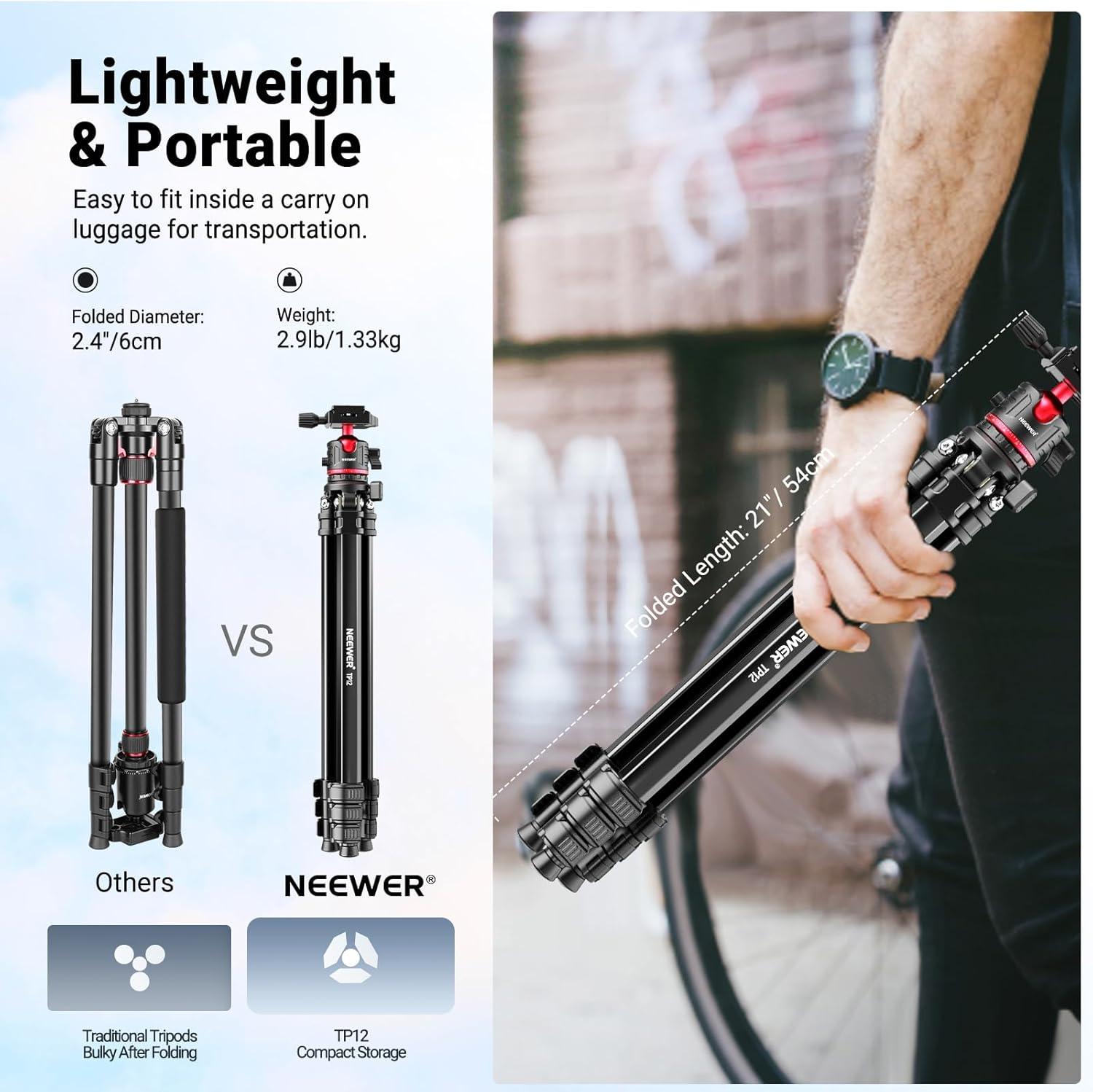 NEEWER Basics 66.5"/169 cm Travel Tripod for Camera - photo 5