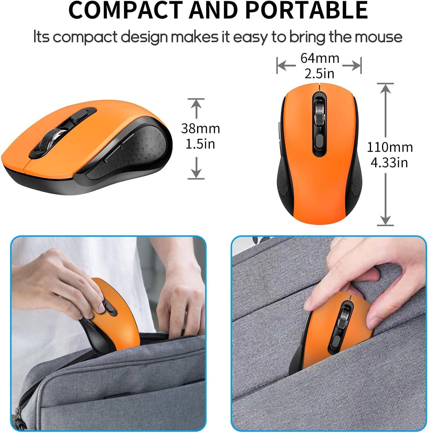 Orange Wireless Mouse 2.4GHz Silent 2400 DPI – New Sealed - photo 5
