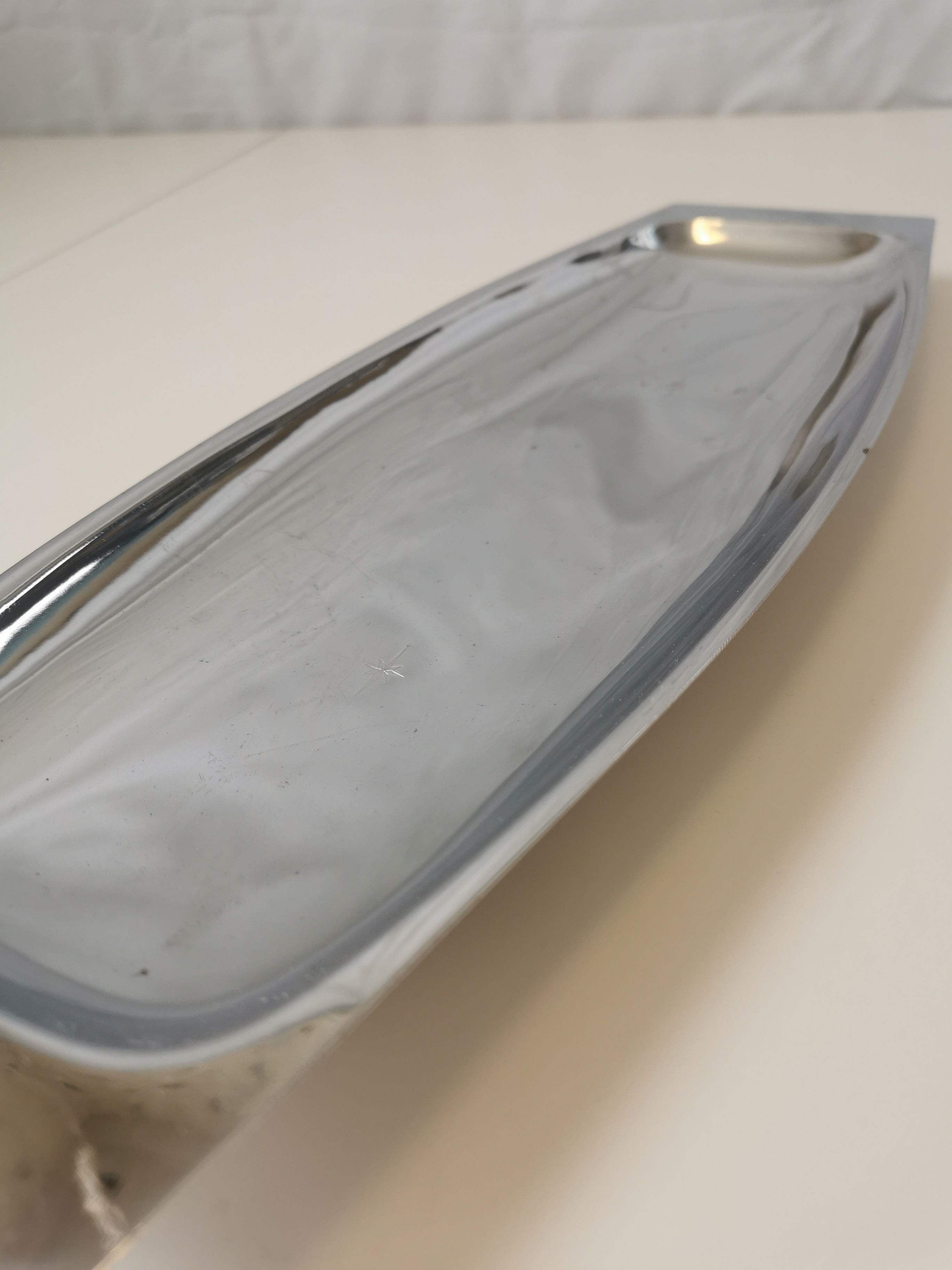 1950s Atomic Chrome Surfboard Serving Tray Starburst Etched - photo 3