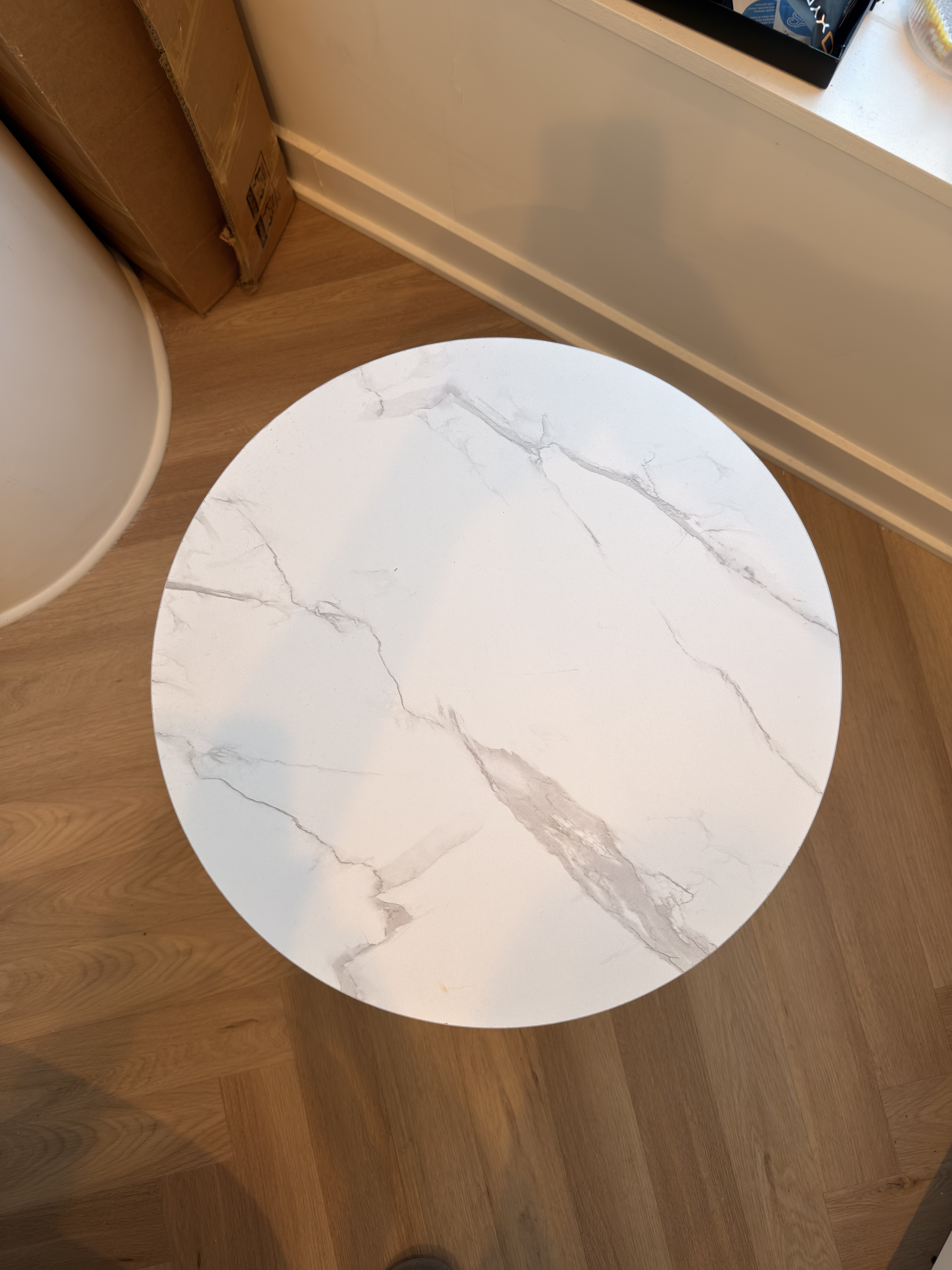 Modern Round Faux Marble Coffee / Side Table–Excellent Condition - photo 5
