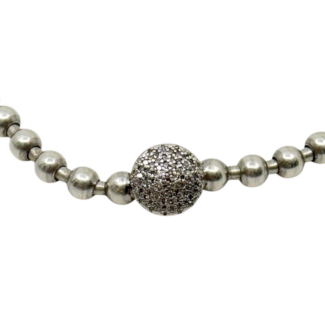 Sterling silver diamond bead bangle bracelet - GM305 - photo 3