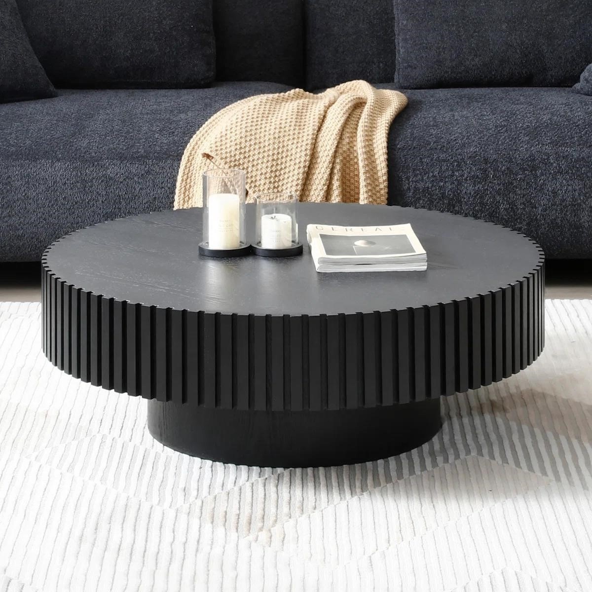 BRAND NEW Black ribbed Pedestal Coffee Table