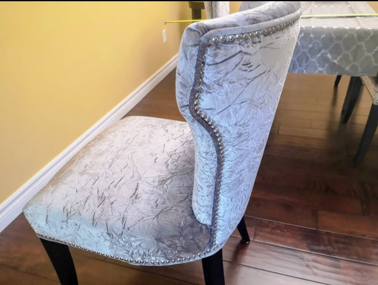 Luxurious Grey/Silver Velvet Dining/Accent Chairs used to stage - photo 2