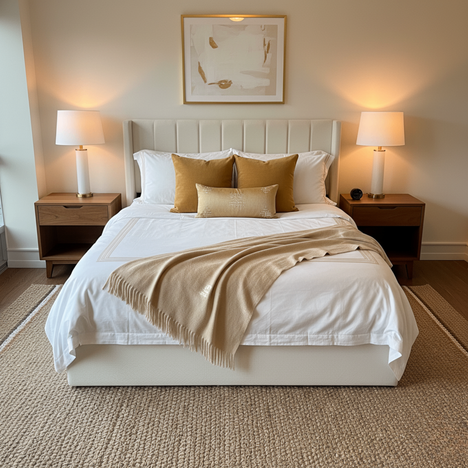 White Upholstered Wingback Bed Frame | Double, Queen and King - photo 4