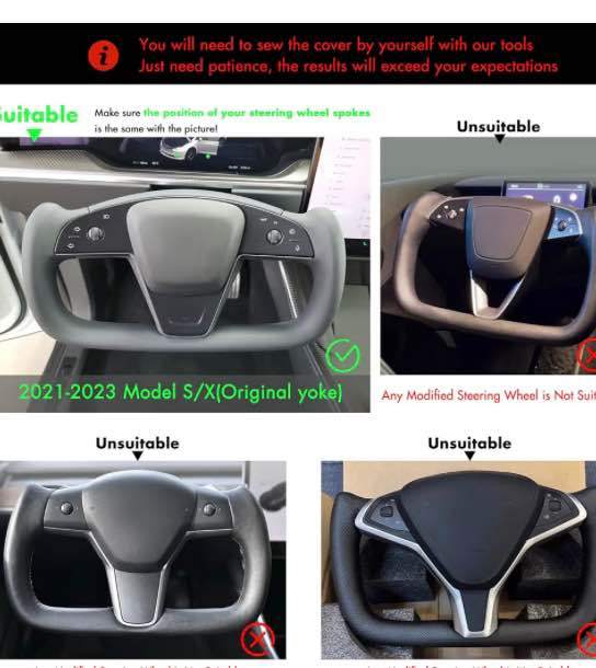 Leather Steering Wheel Cover Wrap for Tesla Model S - photo 5