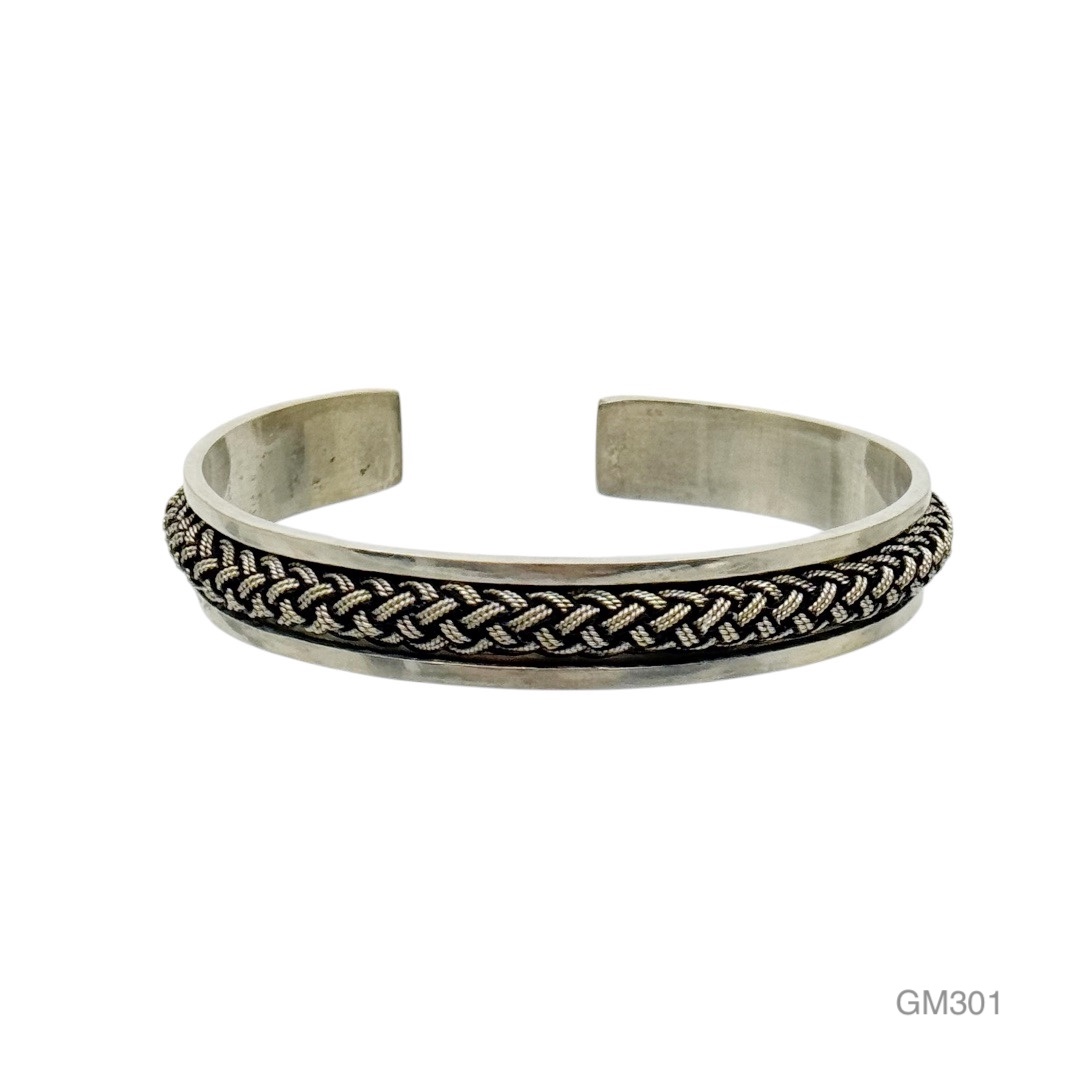 Hand Made silver plated braid cuff bracelet - GM301