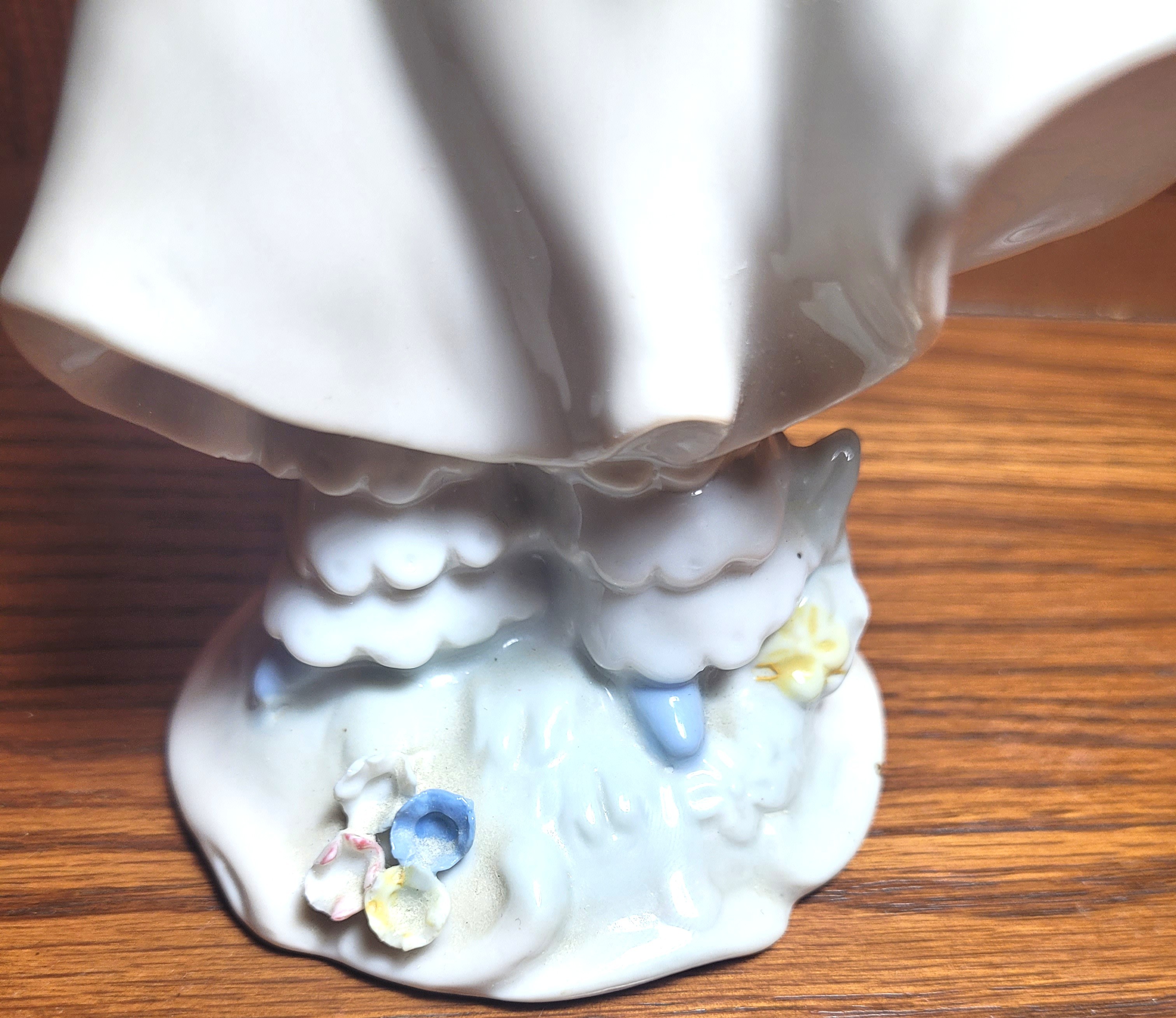 1970s Porcelain Girl Figurine with Ponytail & Ruffled Dress - 7" - photo 5