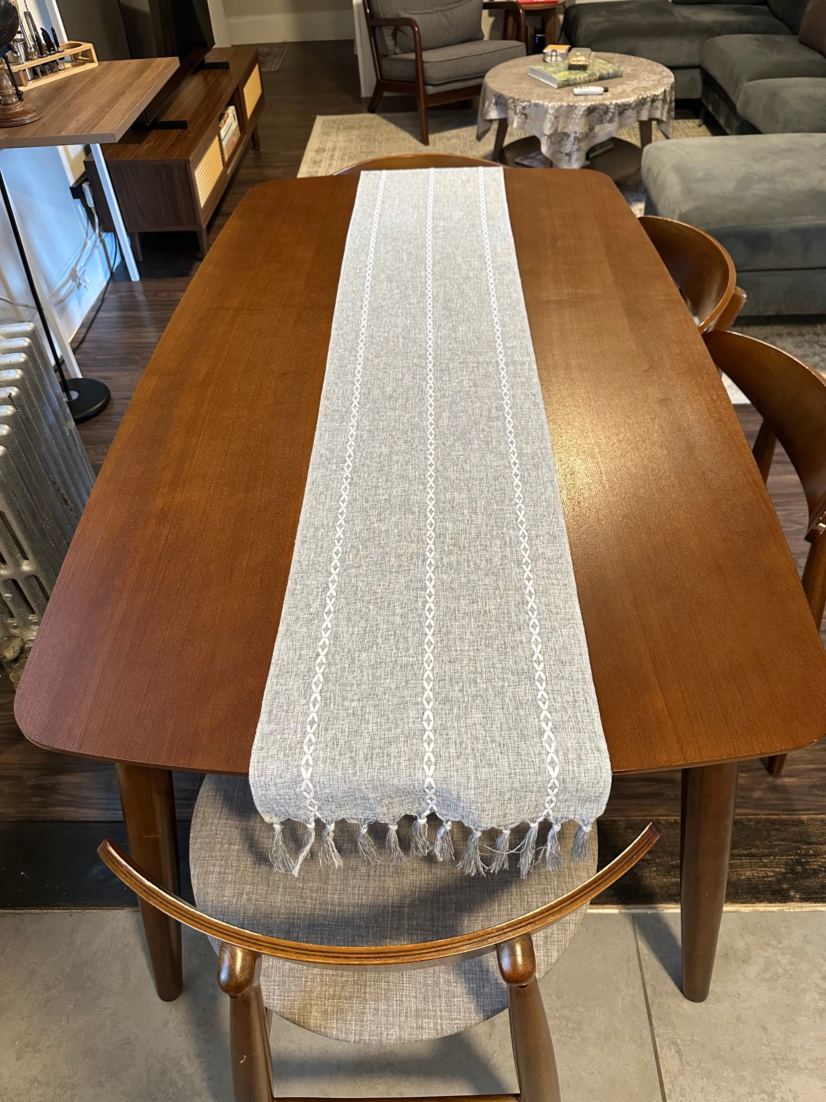 Mid-Century Modern Dining Set – Table, 4 Chairs + Bench