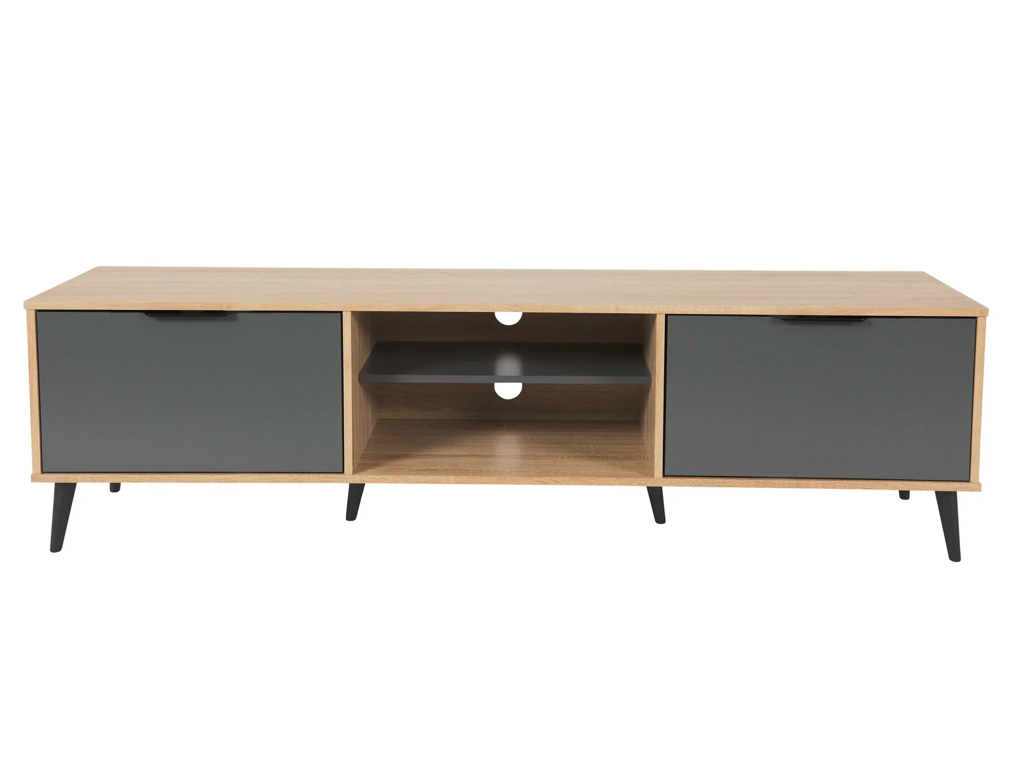 NEW 85” TV Stand with Storage | Light Wood & Grey - photo 5