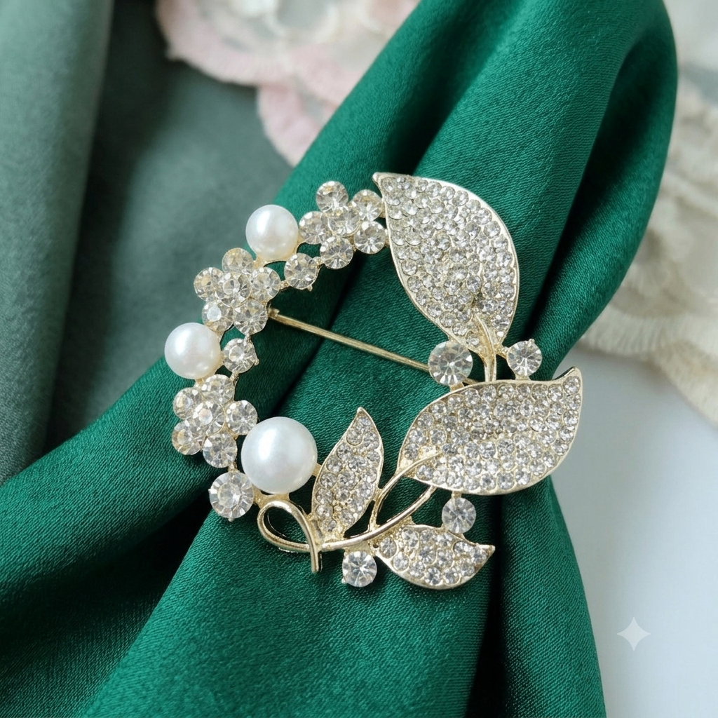✨ Crystal Pearl Floral Wreath Brooch by Rabloo Accessories - photo 4