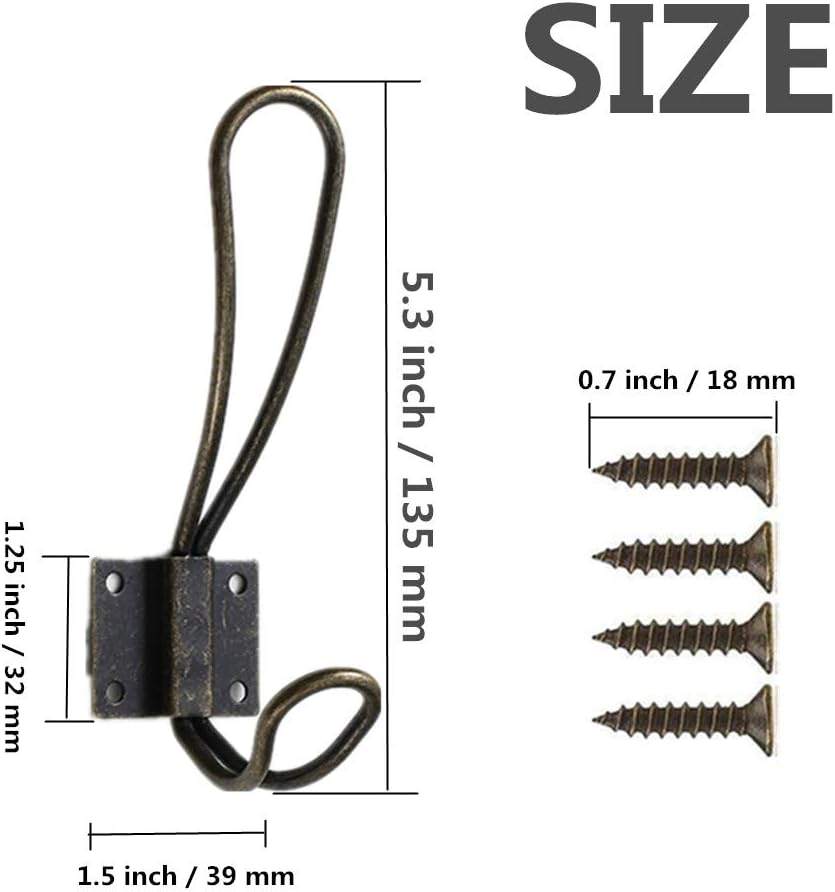 New 10 pack Rustic Vintage Double Coat Hooks Bronze - photo 4