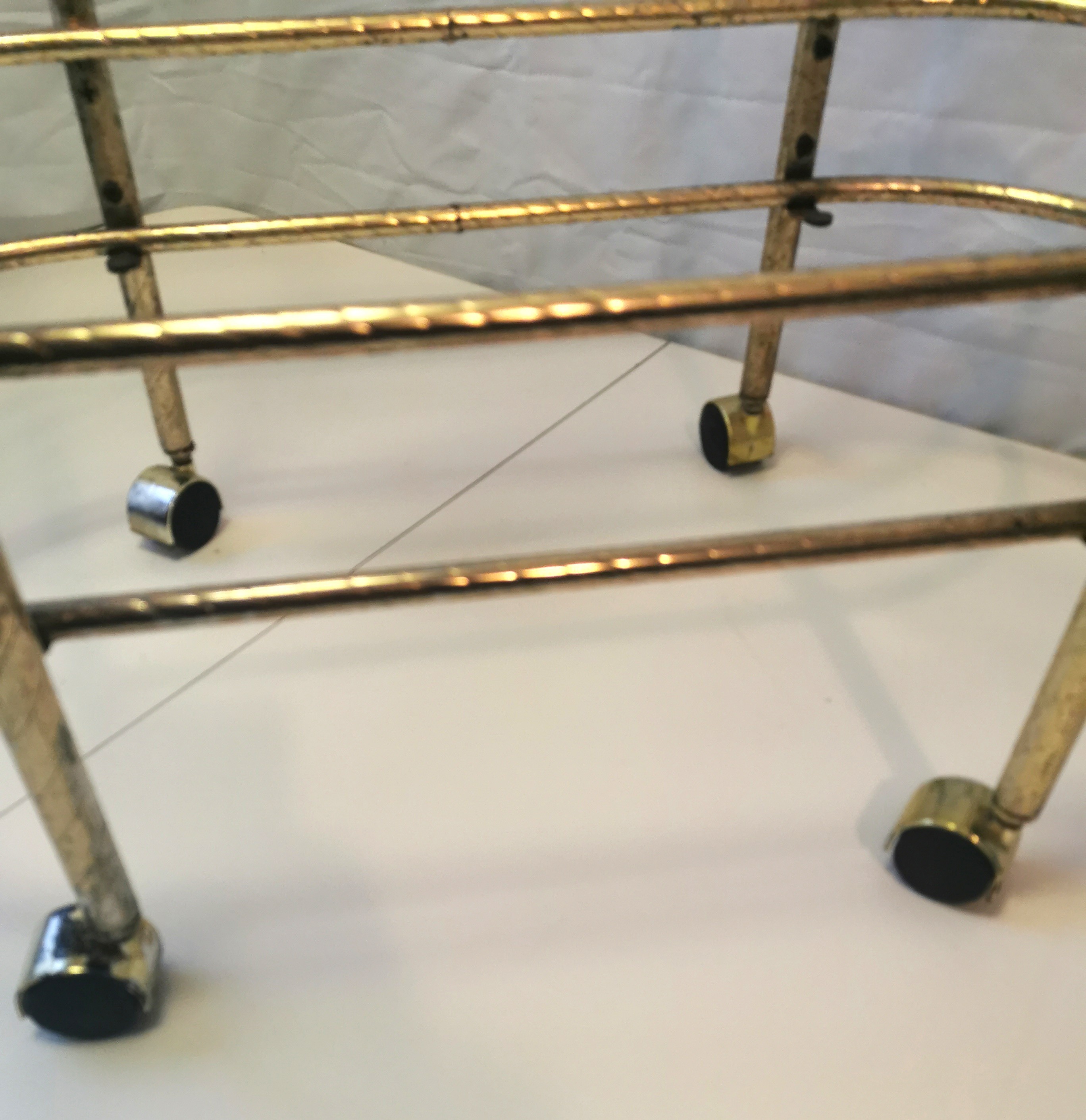 1970s Hollywood Regency Brass Oval Bar Cart  36" Length - photo 4