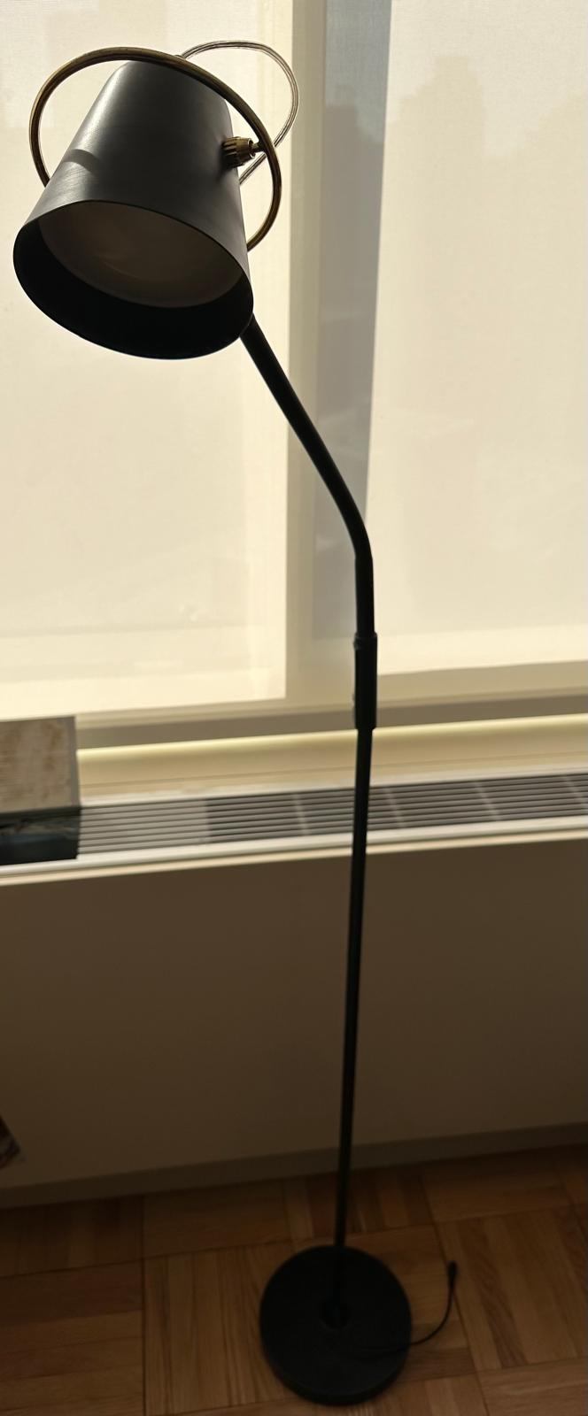MOVING SALE - Black Adjustable Floor Lamp with Brass Accents