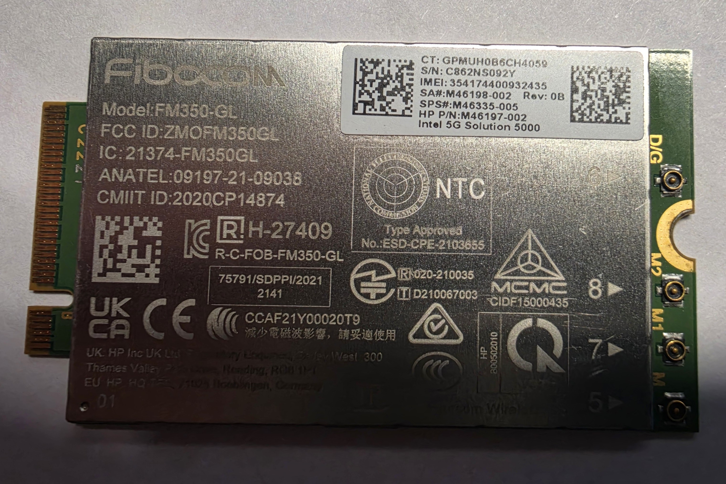 New genuine Fibocom FM350-GL 5G WWAN M.2 cellular modem - photo 4