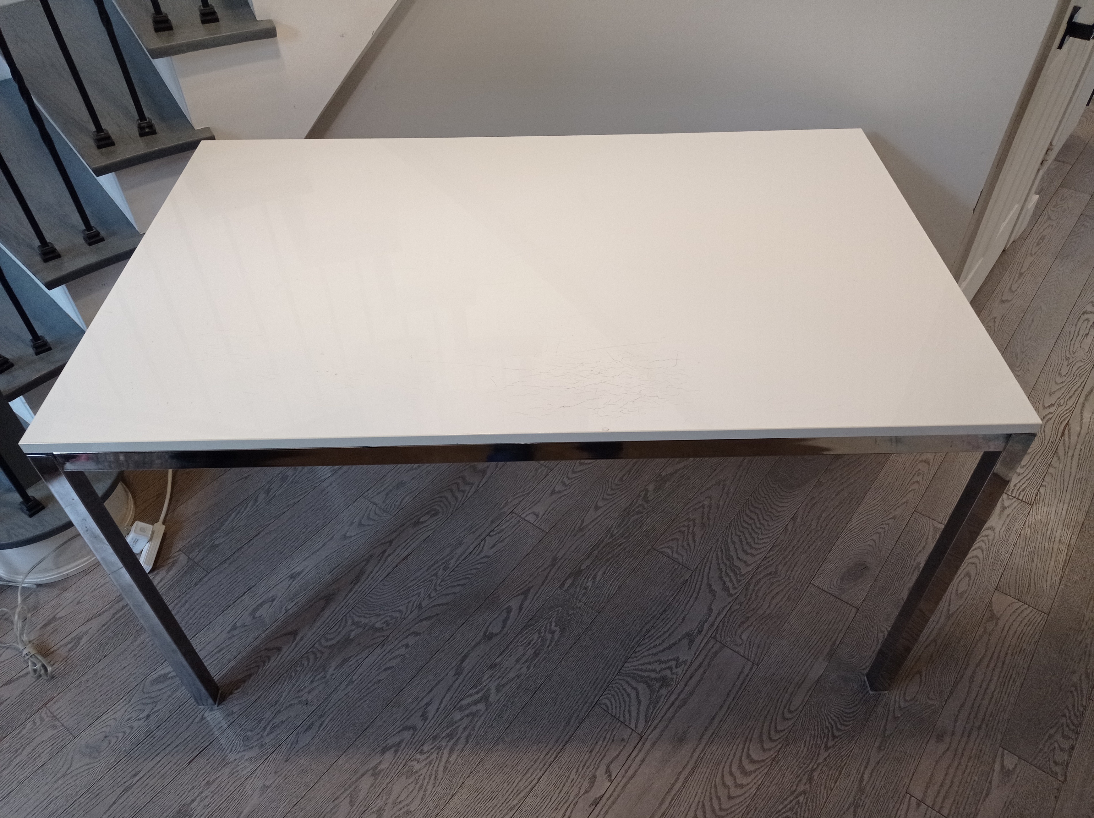IKEA TORSBY Desk / Table – Modern White Gloss & Chrome Finish - photo 4