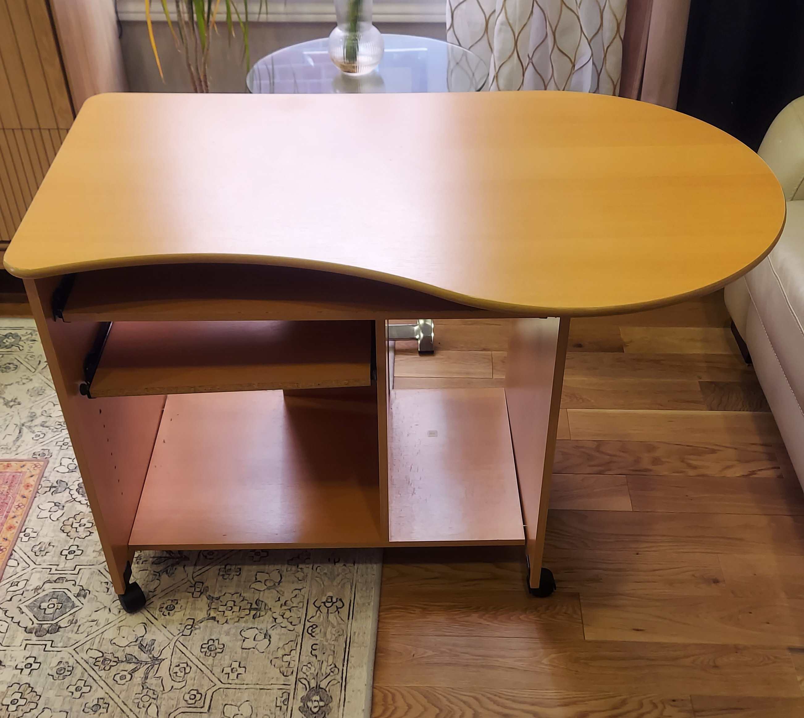 Beech Wood Computer Desk on Wheels