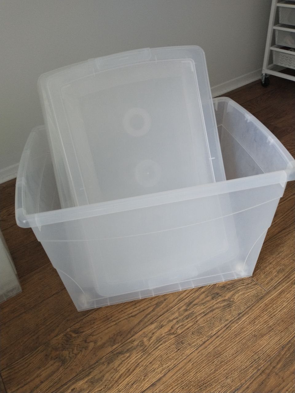 Large Plastic Bins with Wheels ($5 each)