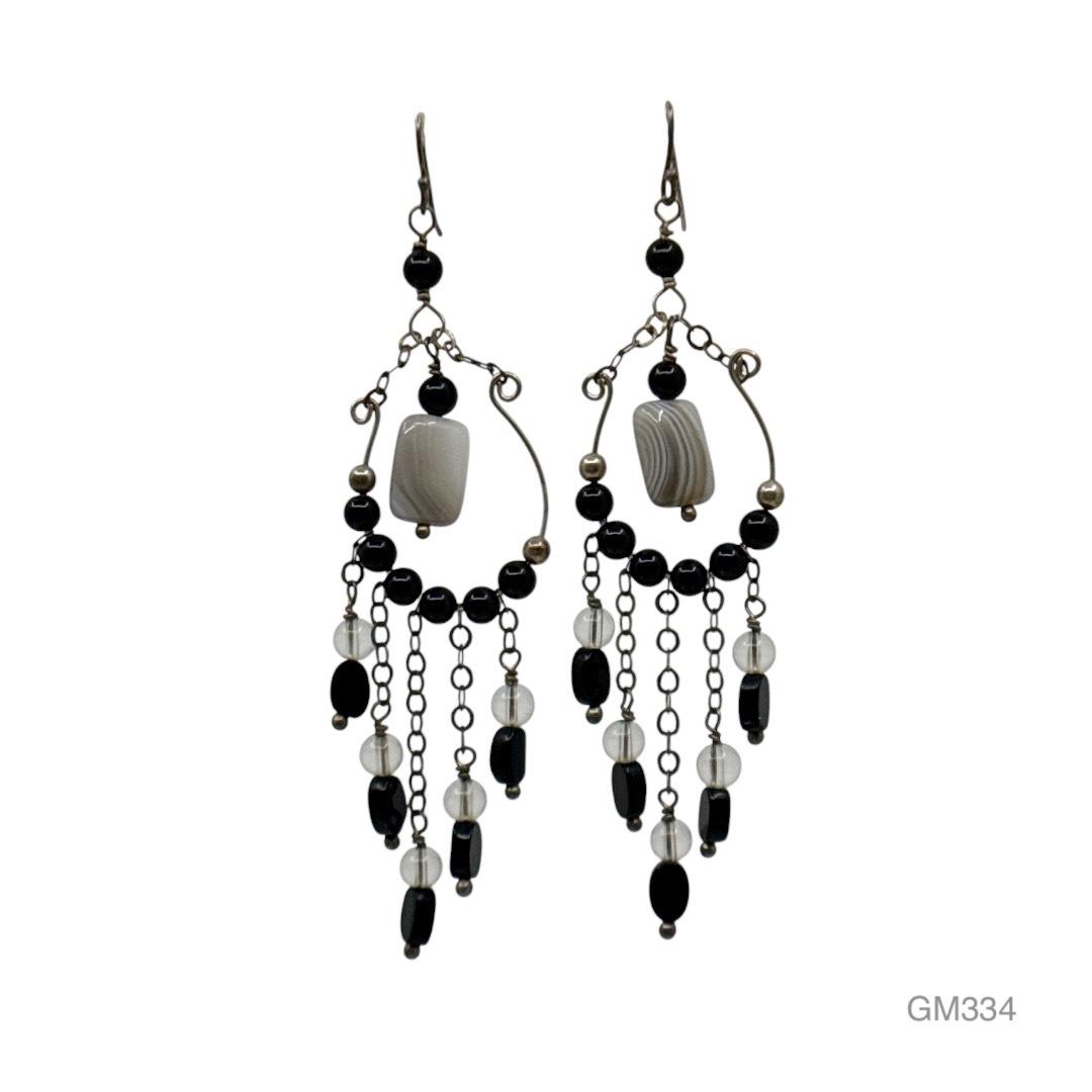 Hand Made Sterling silver gemstone bead earrings - GM334