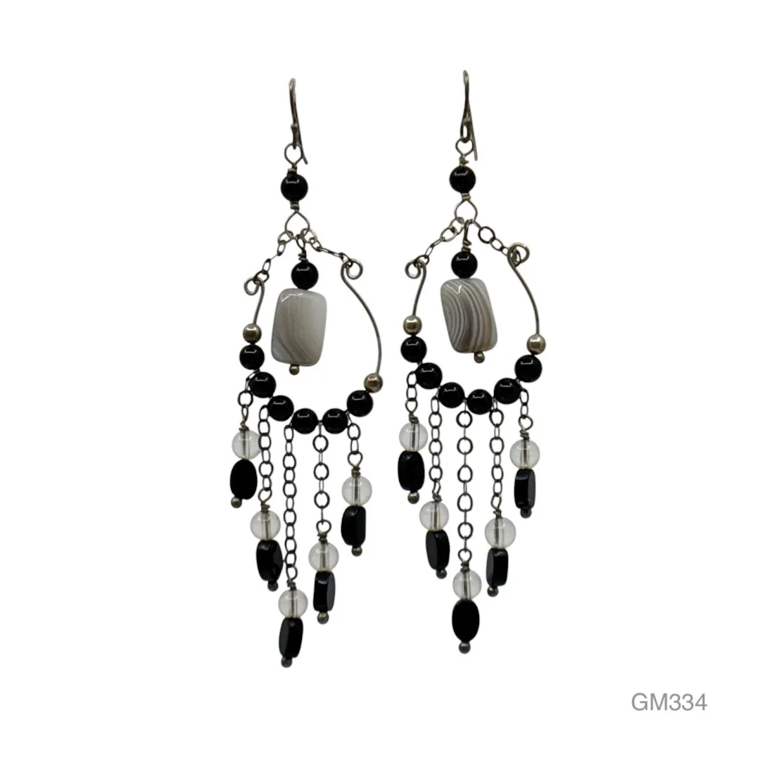 Hand Made Sterling silver gemstone bead earrings - GM334