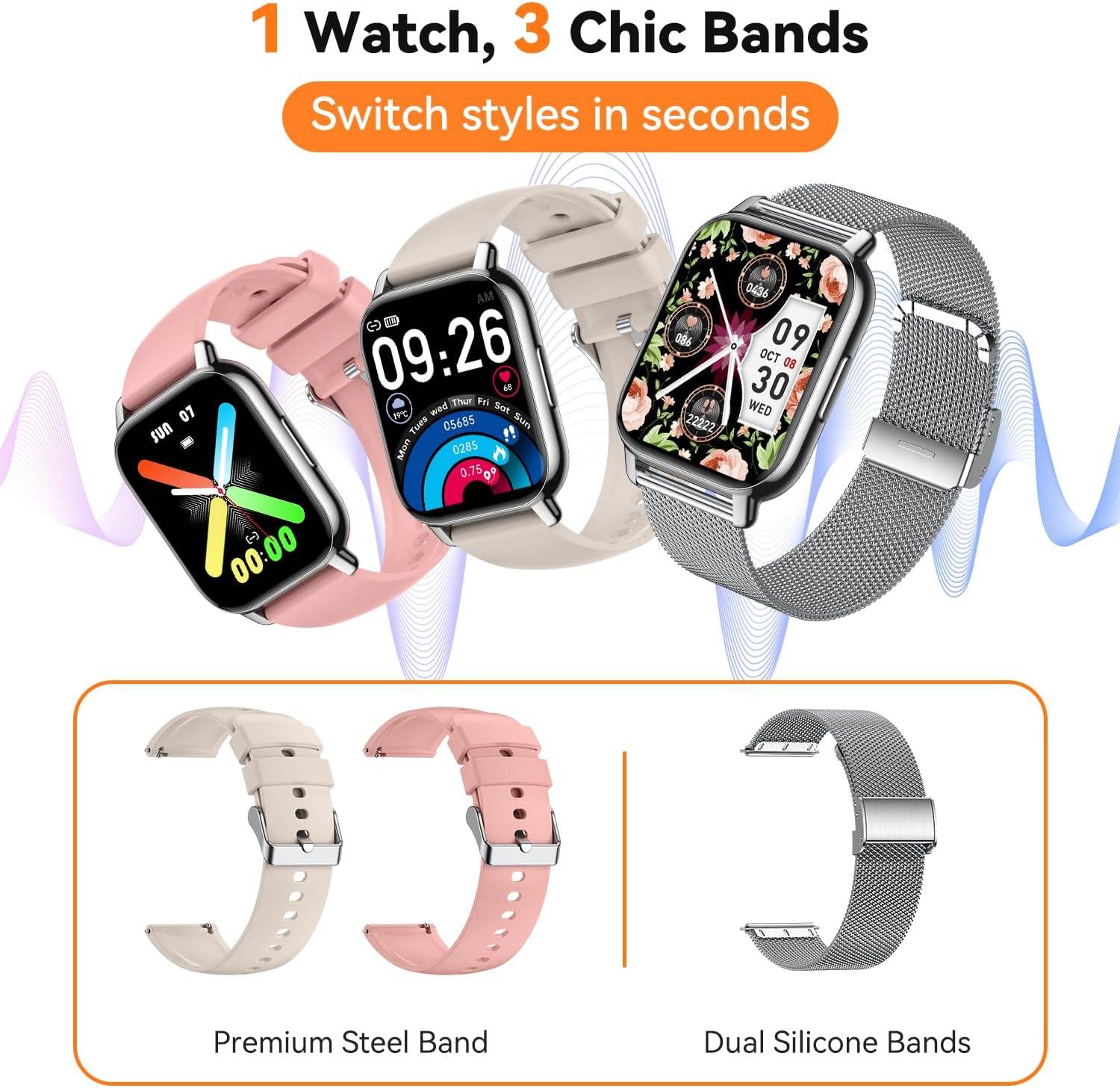 Kruteify Smart Watch with 3 Bands - photo 3