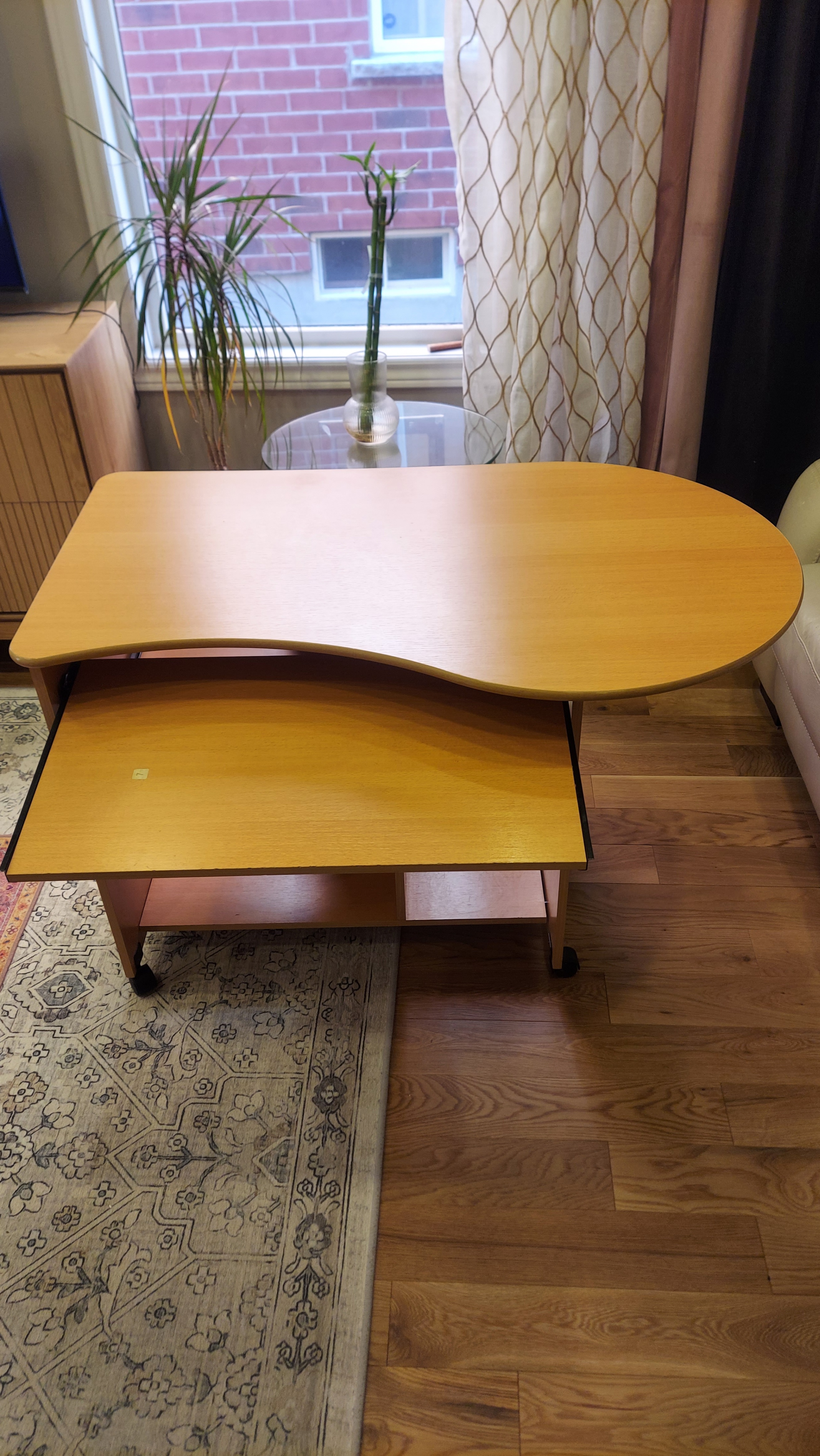 Beech Wood Computer Desk on Wheels - photo 2