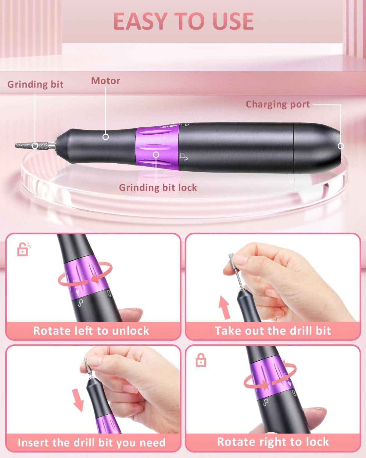 Professional Electric Nail Drill Machine - 35000RPM - photo 4