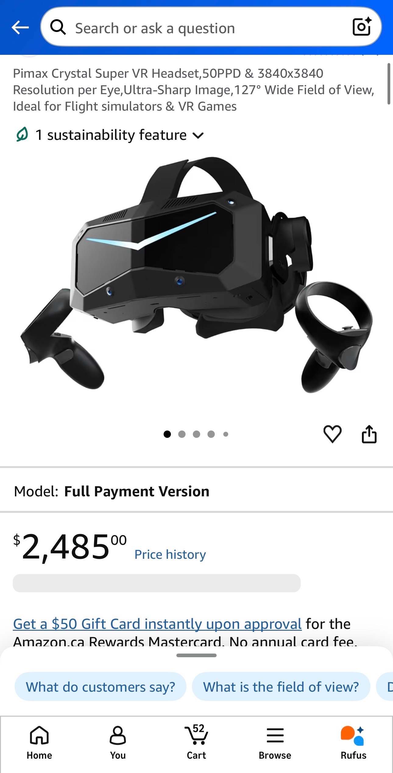 Pimax Crystal Super VR Headset 3840x3840 per Eye 127° Wide FOV
