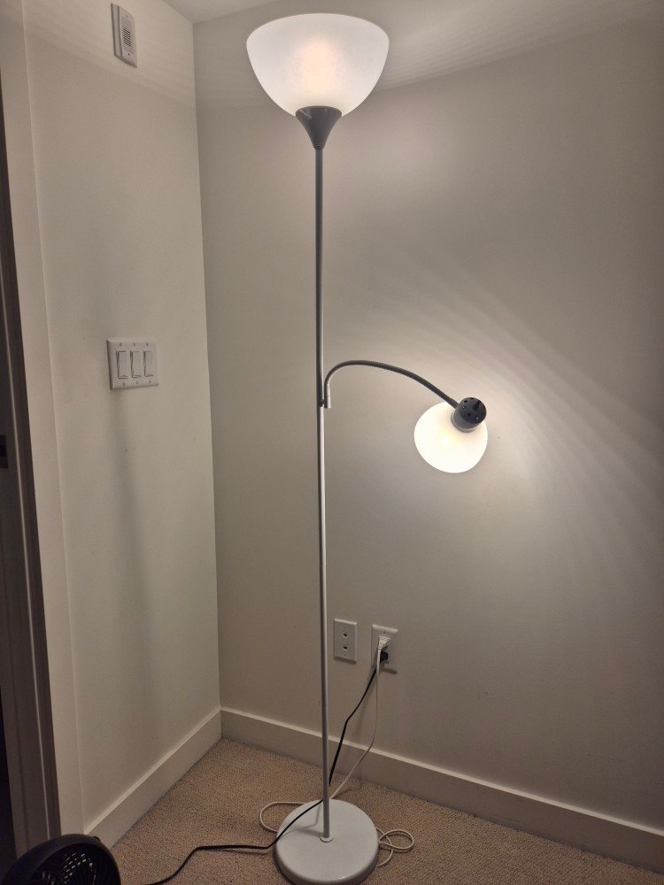 2-Light Floor Lamp with Reading Light - LED Bulbs Included