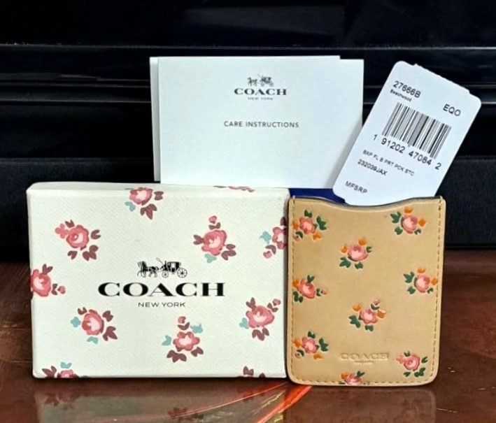 New COACH Phone Pocket Sticker Genuine Leather Card Holder - photo 2