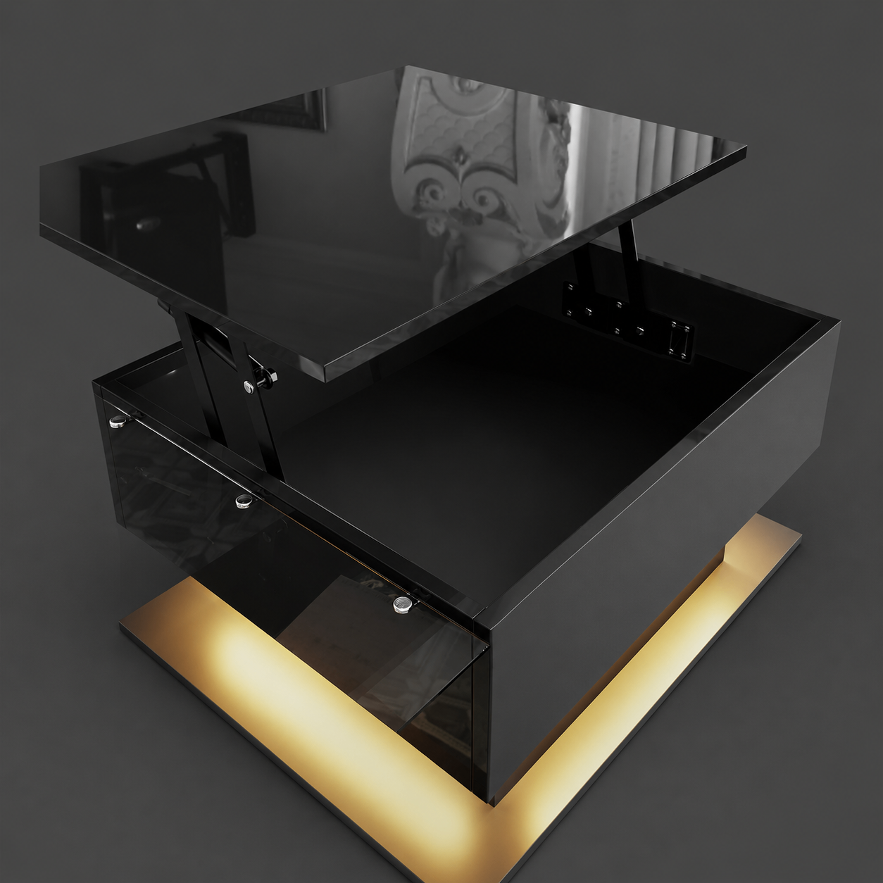 LED Lift-Top Coffee Table with Hidden Storage – Modern White - photo 5