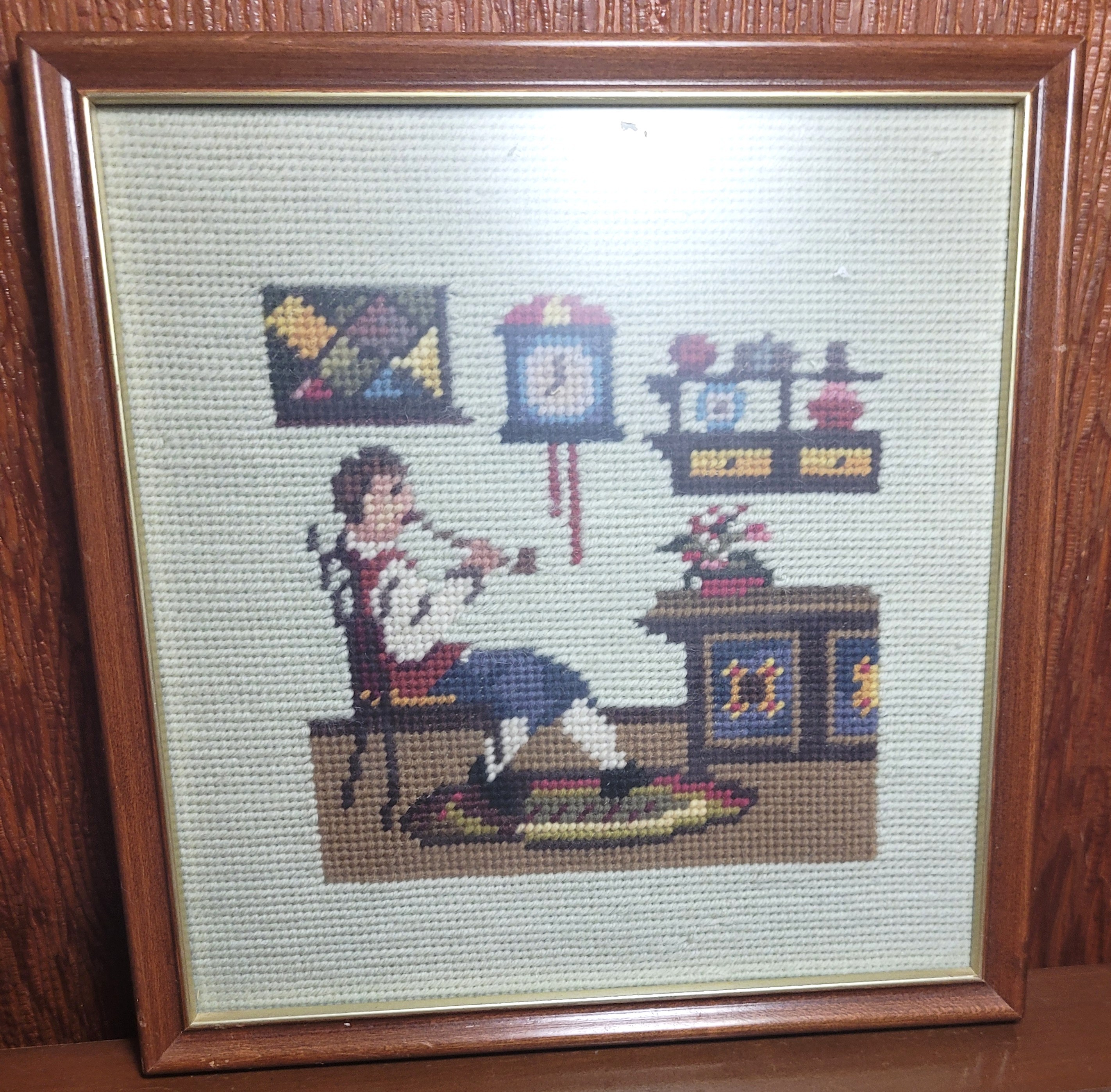 1976 Colonial Needlepoint Framed Art Pair of Framed Stitch Art - photo 4