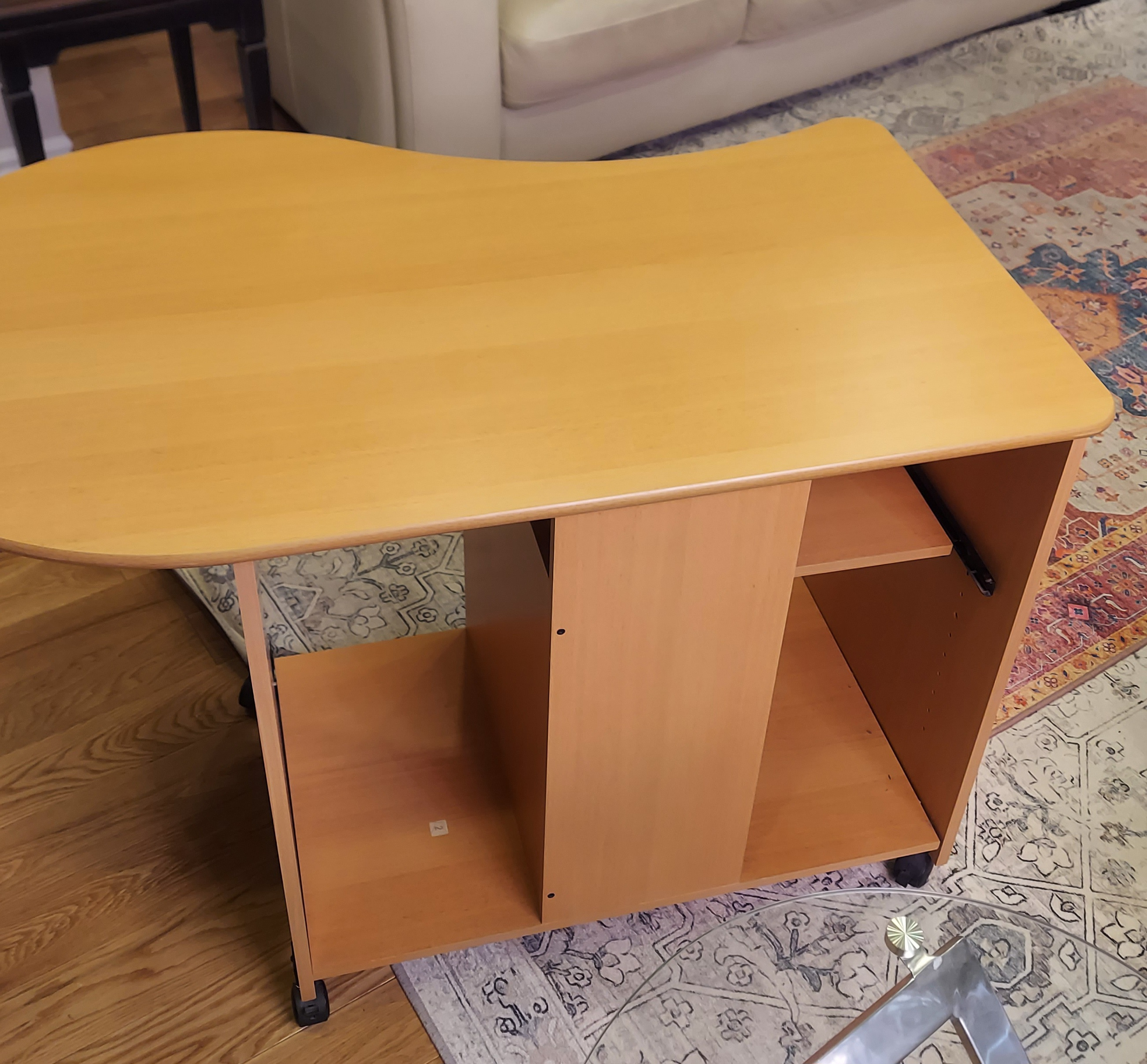 Beech Wood Computer Desk on Wheels - photo 5