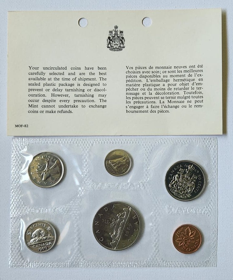 1969 Royal Canadian Mint Uncirculated Coin Set —  Sealed Package