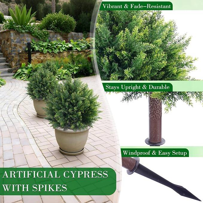 Ameble Artificial Cypress Topiary Trees (Set of 2)