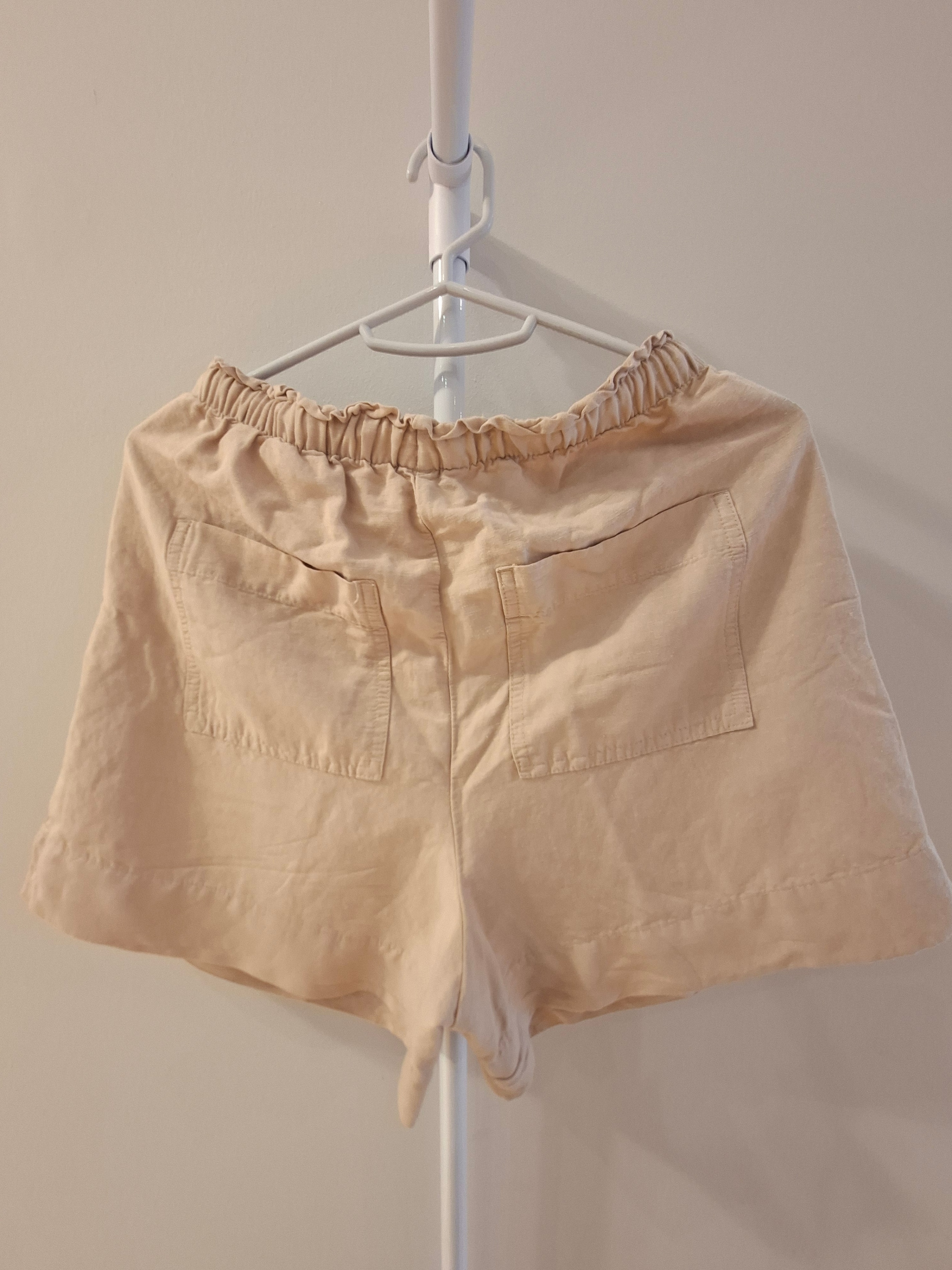 Women's Beige Linen Blend Shorts - photo 2