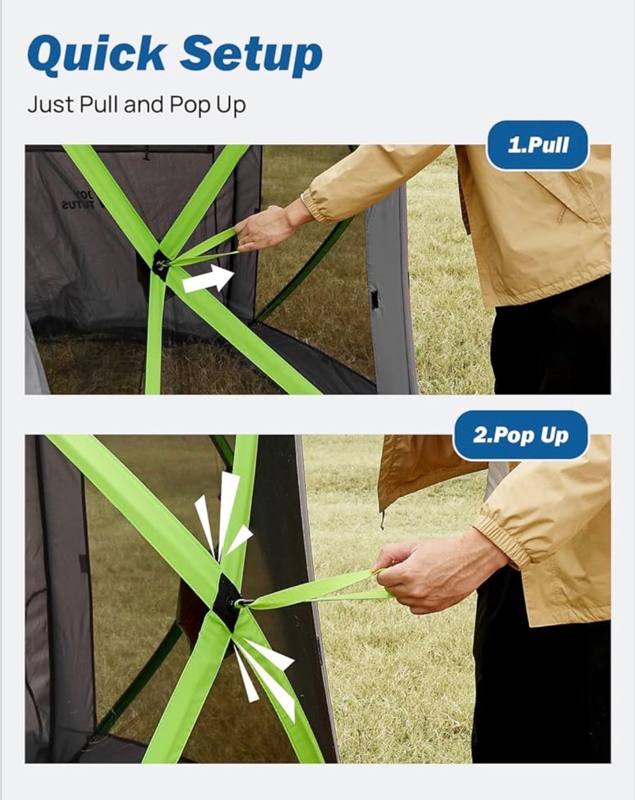 2-Rooms Gazebo Dual-Use Pop up SUV Tents 11x11ft for Camping - photo 3